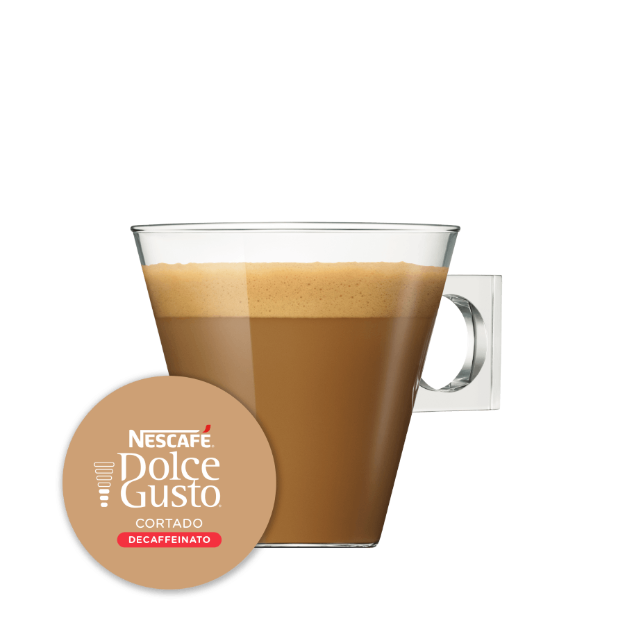 CORTADO DECAFFEINATO NESCAFÉ® Dolce Gusto® kapsule a šálka