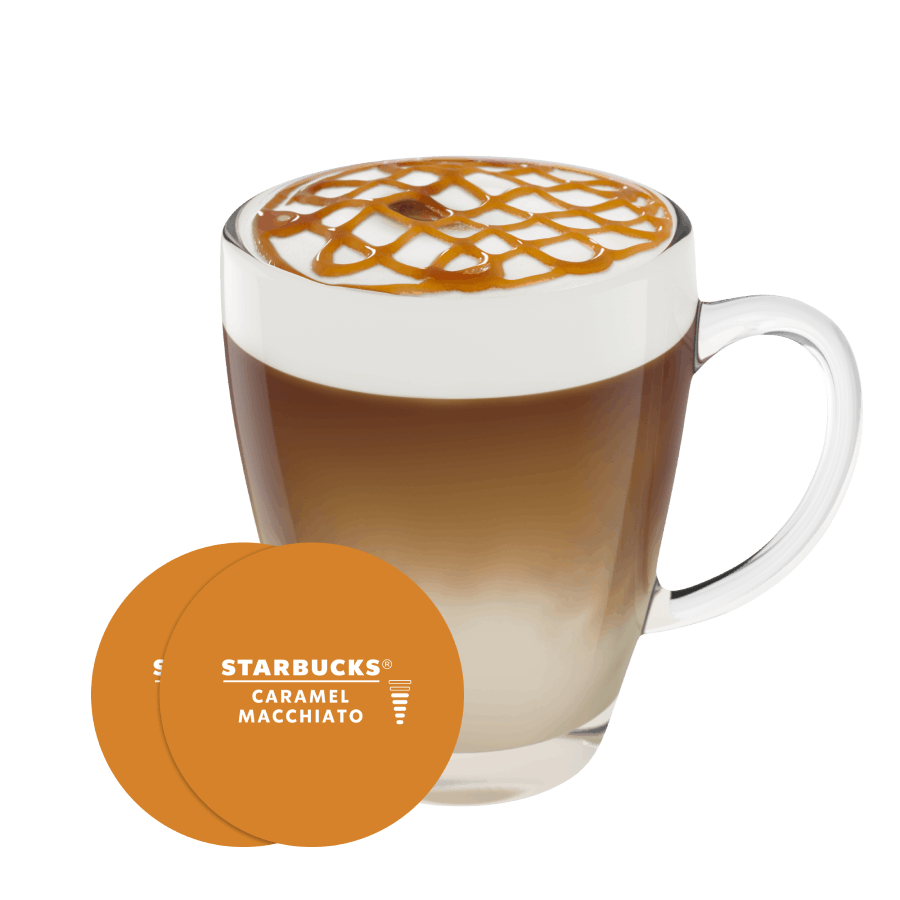 STARBUCKS® CARAMEL MACCHIATO NESCAFÉ® Dolce Gusto® kapsule a šálka